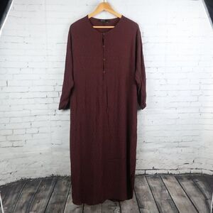 SOLIKA DARK BROWN JADEN LONG SLEEVE KAFTAN WITH BUTTON DOWN CHEST SIZE MEDIUM